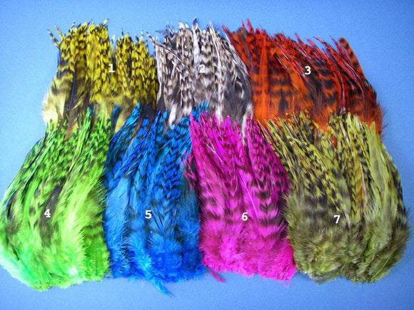 Strung Saddle Hackle, Chinchilla (Barred)