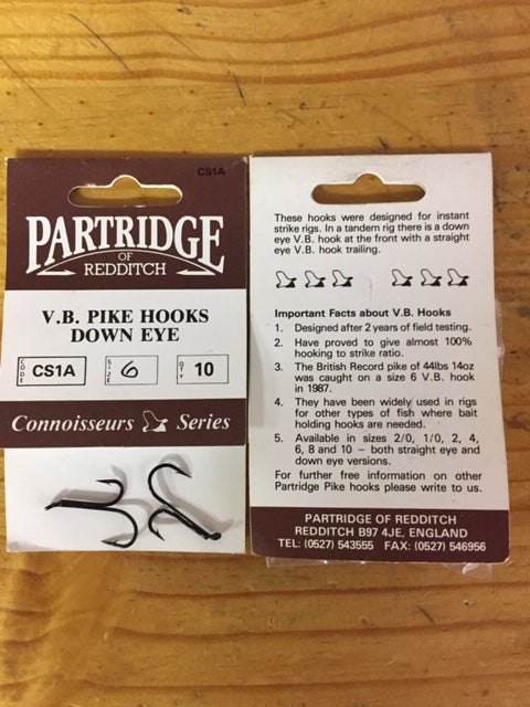 Partridge of Redditch CS1A V. B. Pike Hook - Down Eye
