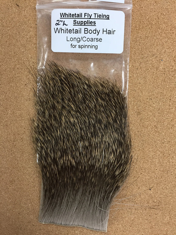 Whitetail Deer Body Hair - Long Coarse, Light color (for spinning)