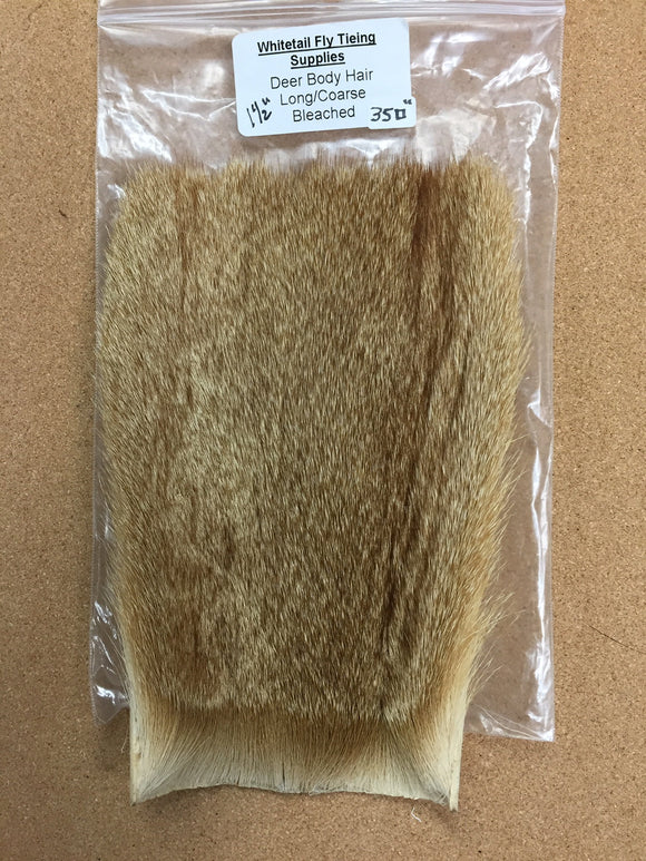 Whitetail Deer Body Hair - Long Coarse (for spinning) - Bleached - Custom Cut