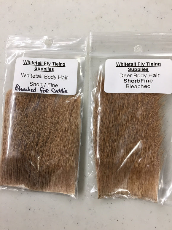 Whitetail Deer Body Hair - Short Fine, Bleached - Custom Cut